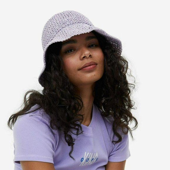 Divided H&M Bucket Hat L Lavender Purple Paper Floppy 90s Retro Vintage Classic - Picture 12 of 13